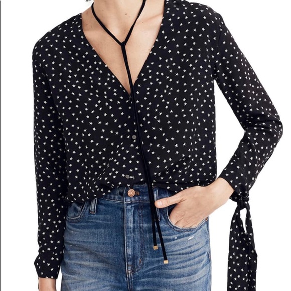 MADEWELL Star Tie Sleeve Silk Blouse - Picture 3 of 3